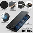 thumbnail image 5 of CaseMe Wallet Case for iPhone 17 Compatible with Magsafe, 2-in-1 PU Leather【RFID Blocking】Flip Card Holder Stand Shockproof Magnetic Detachable Cover for iPhone 17 6.3",Black,For iPhone 17, 5 of 10
