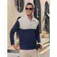 thumbnail image 5 of APTRO Men's Corduroy Elbow Pad Sweatshirt Casual Long Sleeve Stand Collar Button Pullover Sweatshirts with Pockets Blue&White 2XL, 5 of 7
