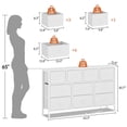 thumbnail image 4 of Laintene White Dresser TV Stand, 10 Drawer Dresser with Power Outlet, Fabric Chest of Drawers for Bedroom, Wooden Top for Storage, 50" TV Stands for Living Room, Closet, Hallway, Entryway, 4 of 10