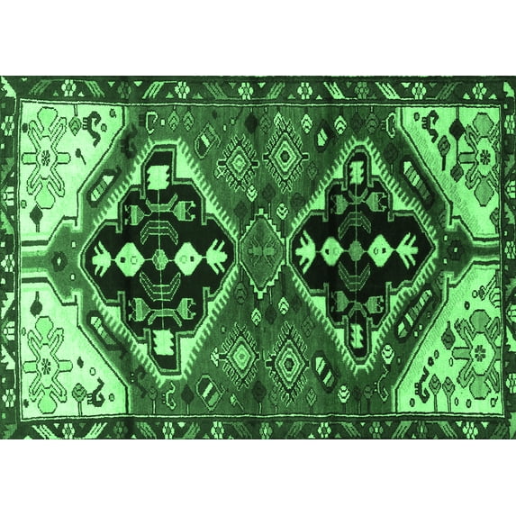 Ahgly Company Indoor Rectangle Persian Emerald Green Traditional Area Rugs, 4' x 6'
