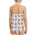 thumbnail image 5 of FOR U DESIGNS Penguin Girls Swimsuit One Piece Size 7-8T Adorable Pink Sleeveless Swimwear for Kids Teens Stretchy Halter Neck Bathing Suit Off Shoulder Lace-up Swimming Suit, 5 of 6