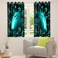 thumbnail image 4 of Gaming 42"Wx90"L Window Curtains Gamer 30%-50% Blackout Curtains For Teen Game Controller Room Decor,Neon Teal Geometric Grid Curtains,Black Abstract Check Square Curtains & Drapes, 4 of 5