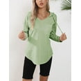 thumbnail image 4 of Women's V Neck Hoodies Long Sleeve Sweatshirt Drawstring Pullover Tops with Pocket, 4 of 7