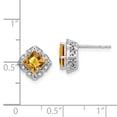 thumbnail image 3 of Auriga Fine Jewelry 14K White Gold Square Citrine and Diamond Stud Earrings for Women, 3 of 6