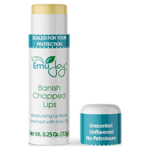 Emu Joy - Bálsamo labial de aceite de emú natural y orgánico, hidratante, tamaño de bolsillo, bálsamo labial sin sabor y sin perfume con aceite de emú, ideal para labios severamente agrietados (1 unid