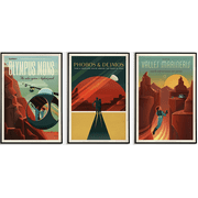 EzPosterPrints - SpaceX Vintage Space Travel Posters, SPACEX MARS POSTERS, Set of 3 - 12X18 inches