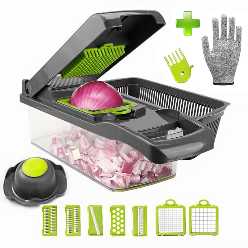 Vegetable Chopper Cutter,Professional Cheese Grater with Glove,Veggie Chopper with 8 Blades