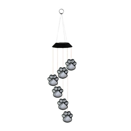 Solar Wind Chime Light Cat Paw Garden Decorative Lamp Yard Hanging Decoration