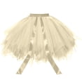 thumbnail image 4 of Women's Skirts Solid Color Comfortable Breathable Tulle Fluffy Tutu Skirt Party Dance Mini Skirt Beige One Size, 4 of 4