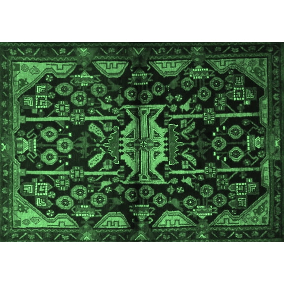Ahgly Company Indoor Rectangle Persian Emerald Green Traditional Area Rugs, 5' x 7'