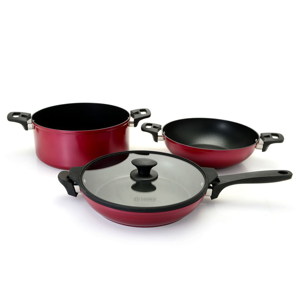 4-Piece Non-Stick Cookware Set red,Pan 