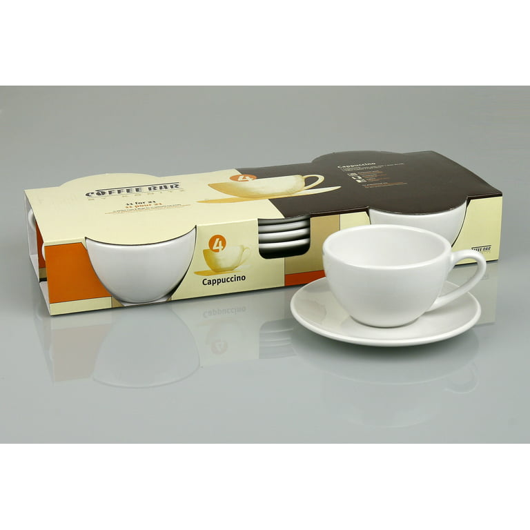 Konitz Two Giftboxed Sets of 4 Coffee Bar Espresso Cups and Saucers, White