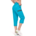 thumbnail image 2 of Little Donkey Andy Women's Ultra-Stretch Quick-Dry Capri Pants - Lightweight, Drawstring Waist, Cooling Comfort for Hiking, Travel, and Casual Wear Blue Atoll L, 2 of 5