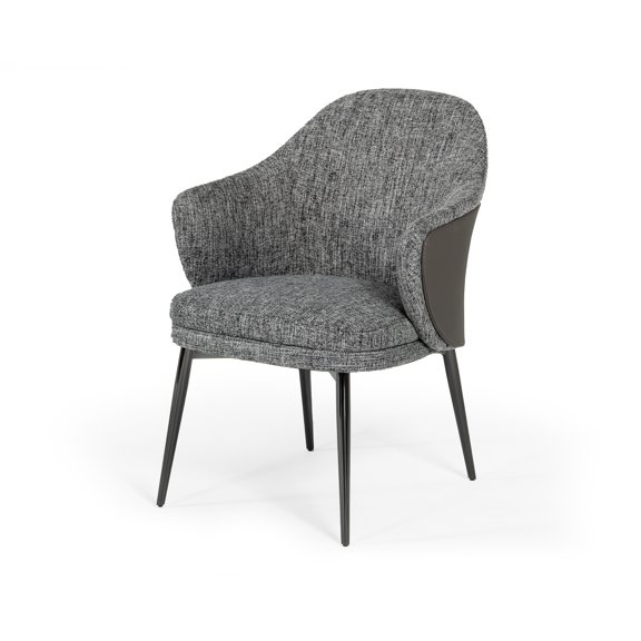 Modrest Cora 18" Modern Fabric & Leather Upholstered Dining Chair in Gray