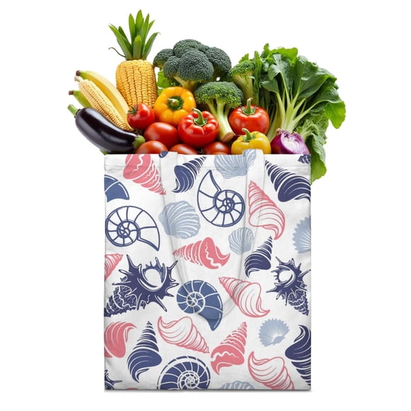 Sac de Courses Réutilisable Coastal Seashell - Sac Lavable et Durable avec Motif de Coquillage sous-Marin et Récif Corallien, Design Pliable Compact