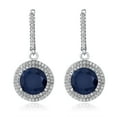 thumbnail image 2 of Gem Stone King 12.06 Ct Round Blue Sapphire 925 Sterling Silver Earrings, 2 of 3