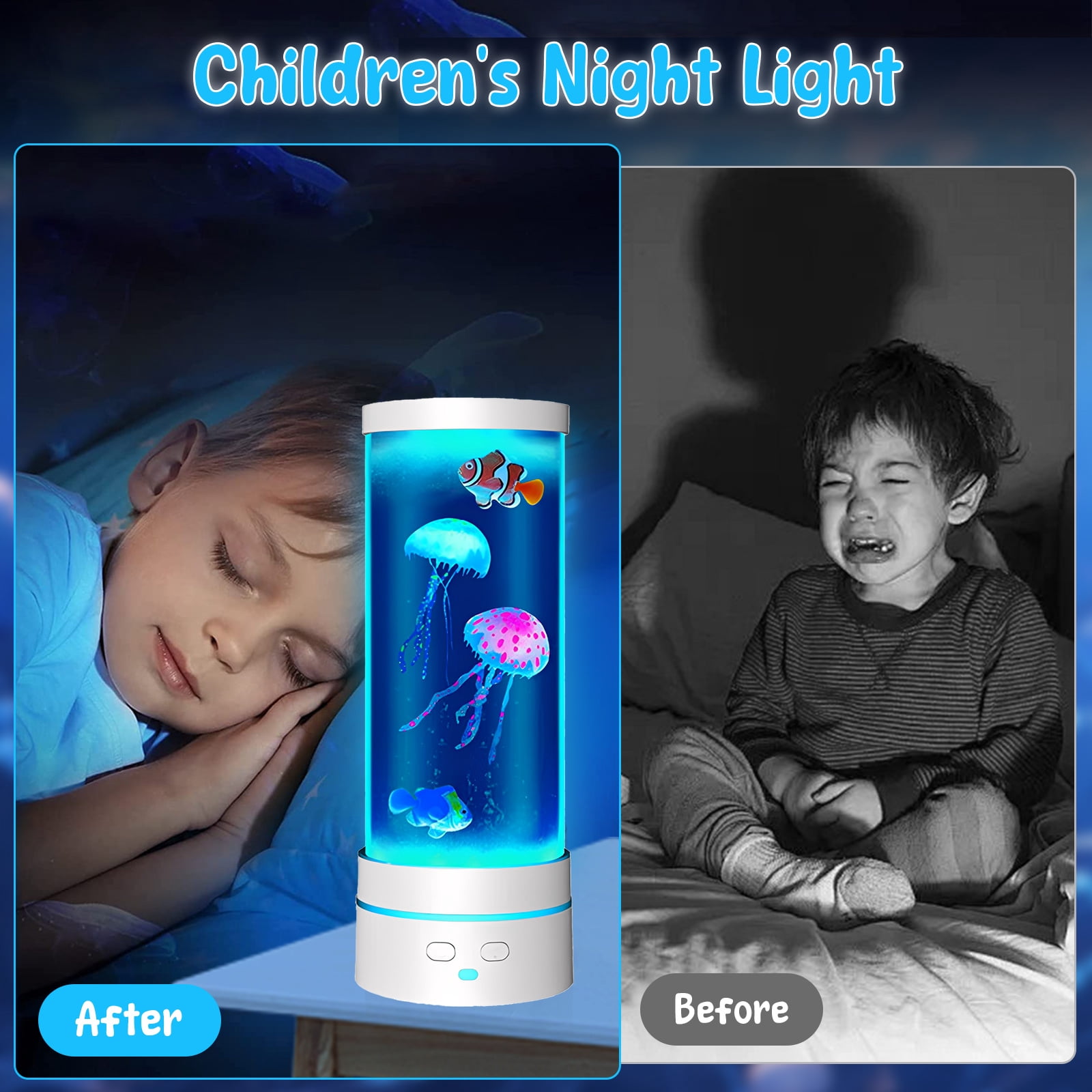 NUAHRHY Jellyfish Lamp, 17 Color Fantasy Aquarium Night Light, Remote Control&USB Powered Artificial Fish Tank Lamp with Moving Fish, Decoration for Living Room and Office