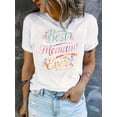 thumbnail image 1 of 1pc Women'S Casual Round Neck Short Sleeve T-Shirt with "Best Memaw Ever" Floral Lettering, Polyester, Stretch Fabric, Fashionable Graphic Tee for All Seasons, 1 of 8