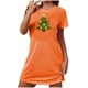 thumbnail image 2 of Camisón corto navideño para mujer, talla grande, cuello redondo, manga corta, estampado en el pecho, vestido de noche para mujer, 2 of 3