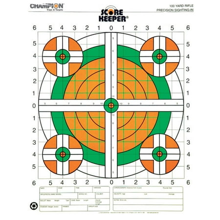 100 Yard Blank - Champion Traps and Targets 100 Yard Sightin Rifle, Flourescent, 100-Pack