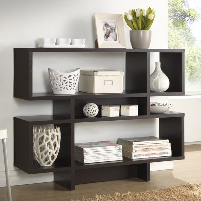 Cassidy 4 Level Dark Brown Modern Bookshelf Walmart Com Walmart Com