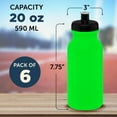 thumbnail image 5 of Water Bottle with Push Cap 20 oz. Set of 6, Bulk Pack - Reusable, Leak Proof, Perfect for Gym, Hiking, Camping, Outdoor Sports - Neon Green, 5 of 5