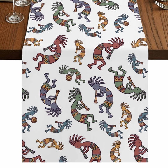 Table Runners 108 Inches Long Dress Scarves, Boho Western Colorful Farmhouse Coffee/Dining/Kitchen Table Runner for Living Room, Vintage Abstract Art Ethnic Tribe 13x108 Inch