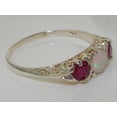 thumbnail image 5 of LBG British Made Luxury Solid 10K White Gold Natural Opal & Ruby Trilogy Ring, 5 of 7