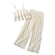 thumbnail image 1 of Odeerbi 6-13 Años Niñas Conjuntos de Verano Camisola de Volantes de Gasa Tops Plisados Pantalones de Pata Ancha Conjunto de Dos Piezas Cintura Elástica Pantalones Conjunto, 1 of 4