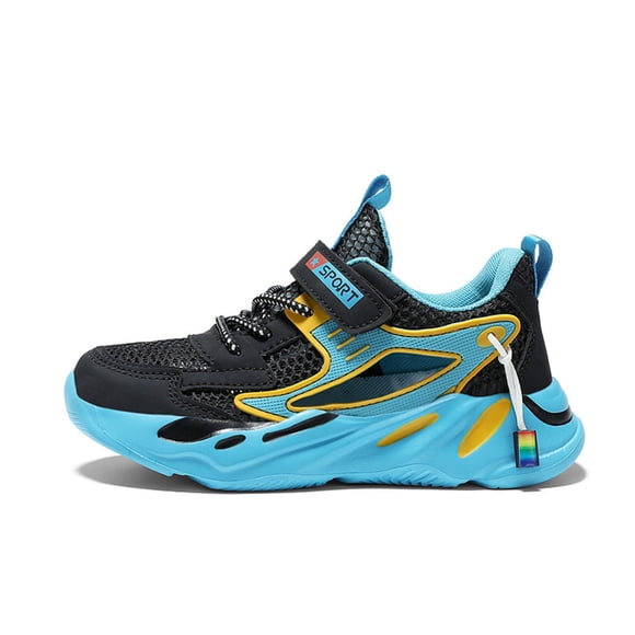 GPOECD Boys Sneakers for Kids Lightweight Breathable Mesh Sports Shoes for Daily Wear Outdoor Activities Hiking Picnics Black,28