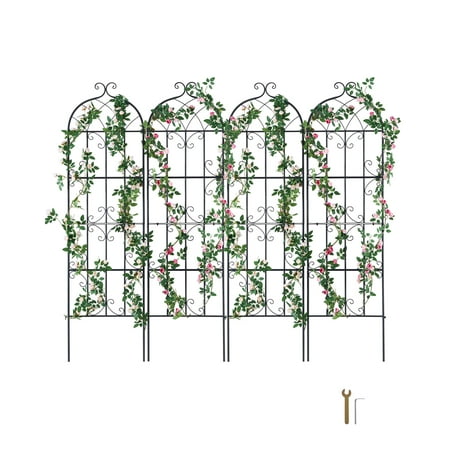 KFFKFF Outdoor Plant Support 71 x 20 in Set of 4 Durable Metal Garden Trellises Ideal for Climbing Roses and Cucumbers Decorative Clematis Trellis for Yards and Gardens KFFKFF Outdoor Plant Support 71 x 20 in Set of 4 Durable Metal Garden Trellises Ideal for Climbing Roses and Cucumbers Decorative Clematis Trellis for Yards and Gardens