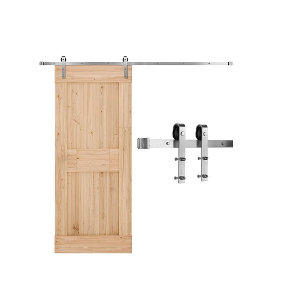 VEVOR 8FT Sliding Barn Door Hardware Kit, 330 LBS Weight Capacity, Compatible with 42 to 48 Inches Width & 1-3/8 to 1-3/4 Inches Thickness Single Sliding Barn Door,J-shape