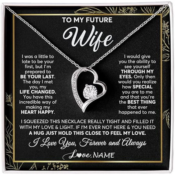 To My Wife Necklace From Husband on Her Birthday, Anniversary Gift for Wife Zircon Heart Necklace for Wife, Annniversary Gift for Her, Necklace with Message Card and Box