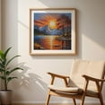thumbnail image 6 of Fiery Sunset Over Serene Lake - Painting Sunset Landscape Mountain Lake Nature Autumn Scenic Unframed Wall Art Print 30 x 30 inches, 6 of 9