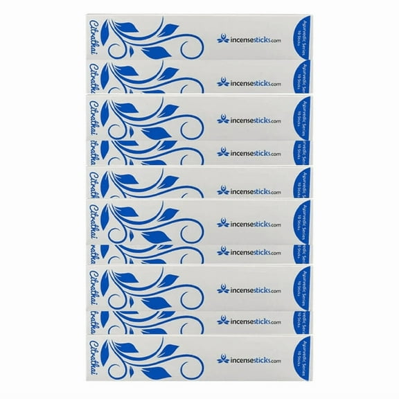 Chitharathai Incense Sticks 8" - 10 Packs, 10 Sticks Each | Refreshing Citrus Herbal Aroma