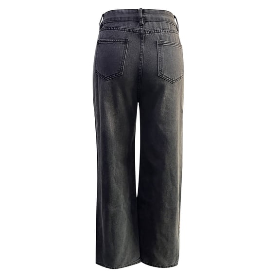 GaThRRgYP Denim Pants for Women,Women's Trendy Denim Trousers Women's Trendy Design High Waist Loose Straight