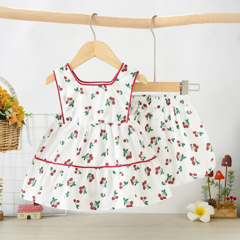 Toddler Baby Girl Clothes Cute Outfits Girls Sleeveless Cherry