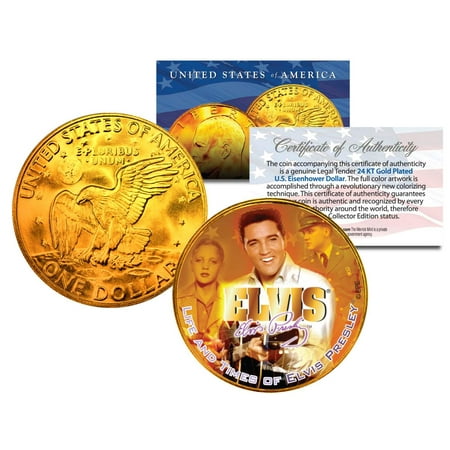 - 1977 ELVIS PRESLEY 24K Gold Plated Eisenhower IKE Dollar *Officially Licensed*