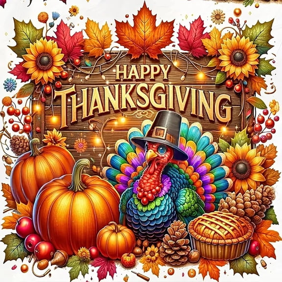 Happy Thanksgiving Turkey Diamond Painting Kits for Adults, 5D Diamond Art Kits for Adults Beginners, DIY Full Round Drill Diamond Dot Painting Gem Art Kits for Home Decor 12 x12 Inch
