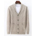 thumbnail image 6 of Kukuzhu Men's Casual Shawl Collar Button Down Cabel Knit Cardigan Sweater with Pockets, 6 of 6