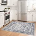 thumbnail image 2 of GLATTICE 3x5 Washable Area Rug with Non Slip Rubber Backing Soft Vintage Floral Throw Rugs for Living Room Kitchen Low-Pile Entry Rug Carpet for Bedroom Entrance, Grey Blue, 2 of 8