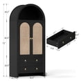 thumbnail image 3 of 71" Tall Arched Kitchen Pantry Storage Cabinet with Rattan Doors,Wood Pantry Cabinet with 2 Drawers and 6 Shelves for Dining Room, Living Room,Black, 3 of 14