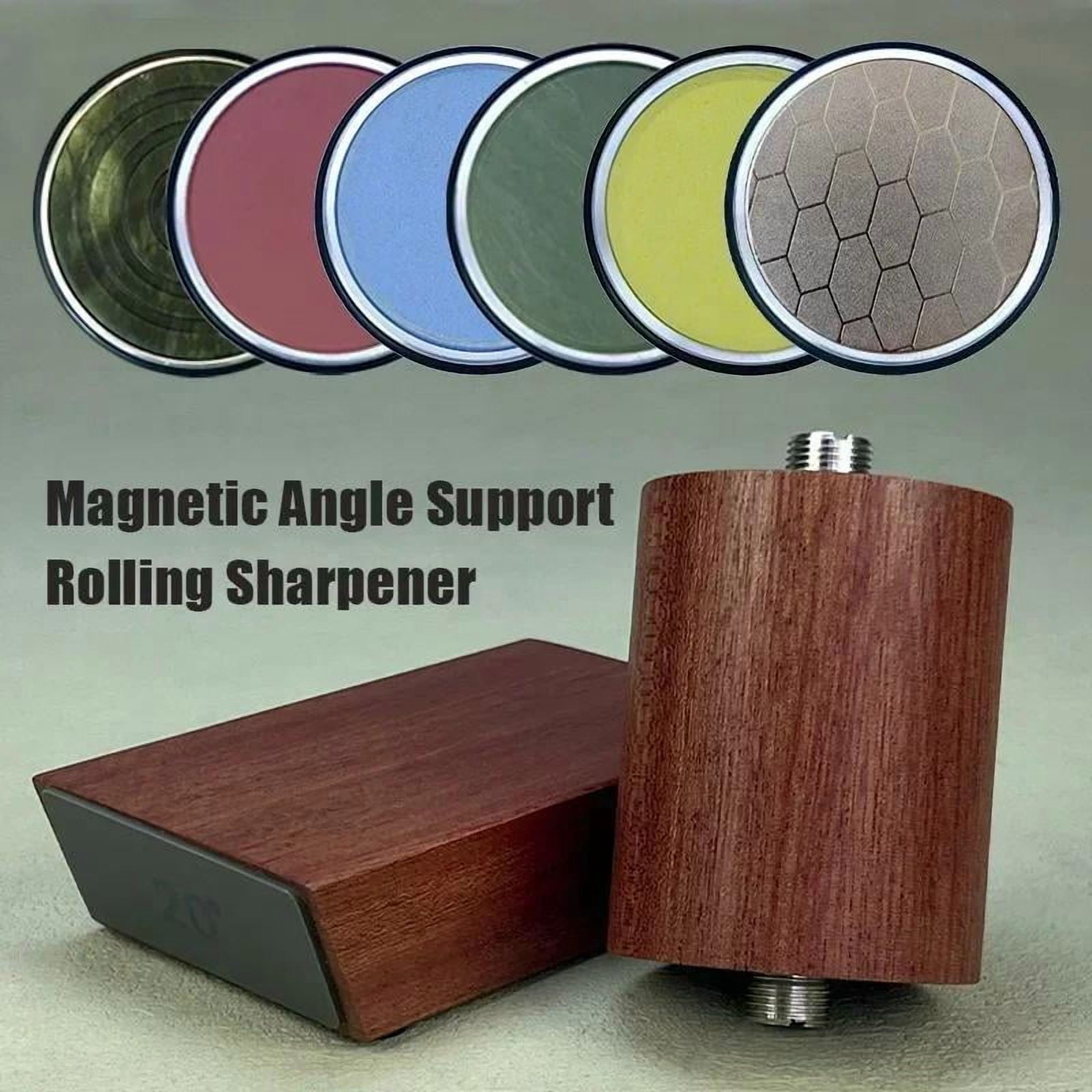 1 piece wooden hob sharpener with magnetic angle holder, 15 and 20 degrees, industrial diamond for steel, hand sharpener tool, no electricity required, kitchen sharpener tool | Stylish wood design