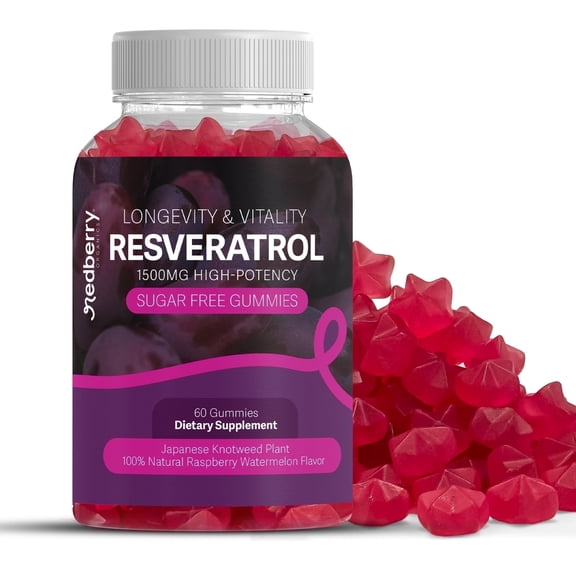 Resveratrol Supplement 1500mg Gummies | 98% Pure Japanese Knotweed | Resveratrol Organic, Sugar Free, Gluten Free | Daily Longevity & Healthy Aging Supplement