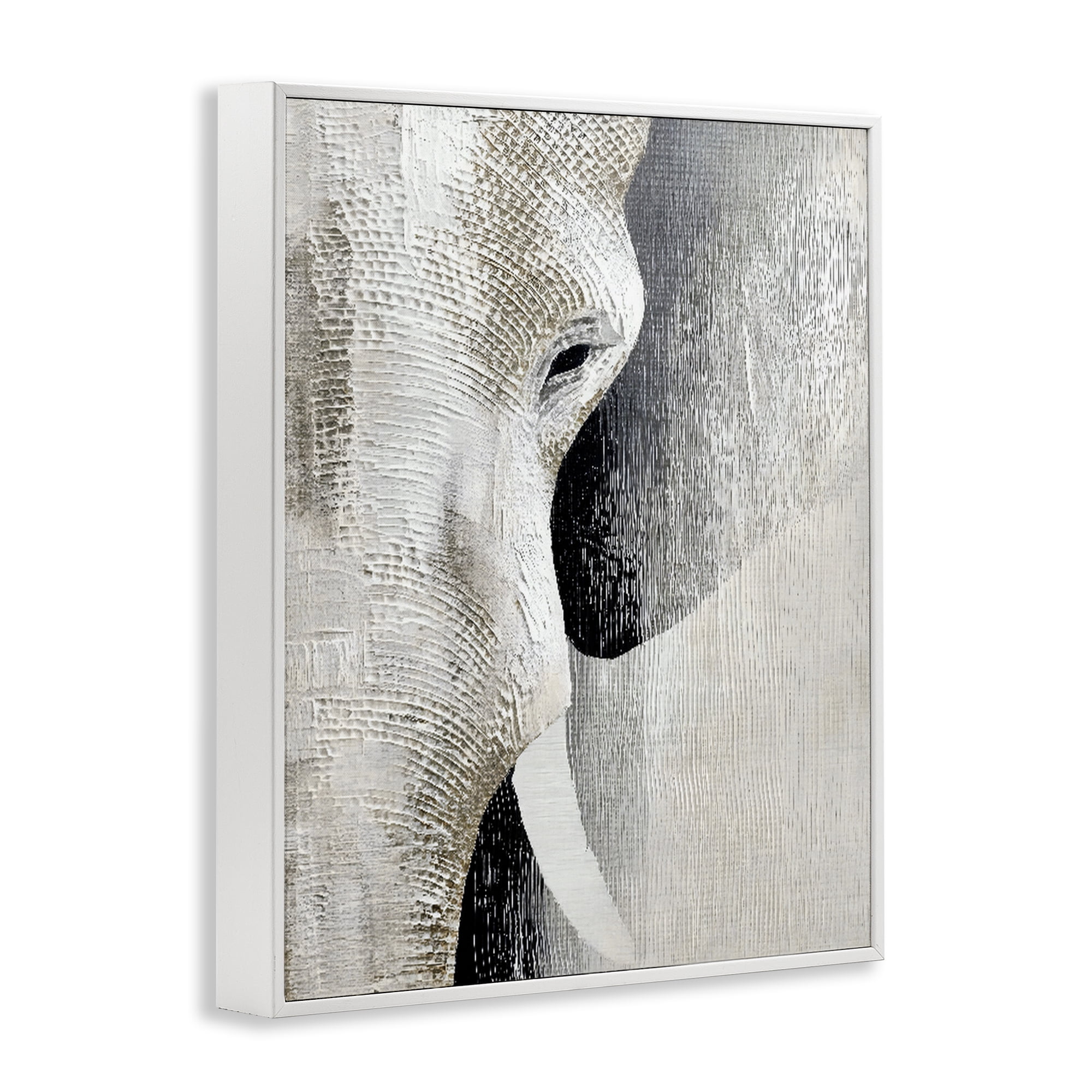 Stupell Industries Faux Textured Elephant White Framed Giclee Art, design by LSR Design Studio