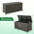 thumbnail image 3 of Gymax Tightly-Woven Rattan Deck Box w/ Polyester Liner Universal Wheels & Gas Strut Brown, 3 of 10