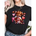 thumbnail image 1 of T-Shirt Imprimé Étoile Léopard Inspiré Vintage pour Femmes - Col Rond Décontracté, Manches Courtes, Polyester Respirant, Lavable en Machine, T-Shirts pour Dames, 1 of 8