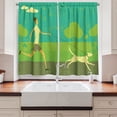 thumbnail image 2 of Ambesonne Dog Kitchen Curtains, Woman Walking with Her Pet, 55"x39", Sea Green Taupe, 2 of 3