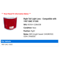 thumbnail image 2 of Right Tail Light Lens - Compatible with 1987 GMC V1500, 2 of 2