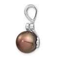 thumbnail image 6 of 14K White Gold Plated 10-11mm Round Saltwater Cultured Tahitian Pearl .07Ct Diamond Pendant, 6 of 7